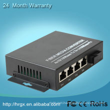 Factory directly supply 10/100Mbps 1 fiber 4 etherent single mode fiber optic utp media converter